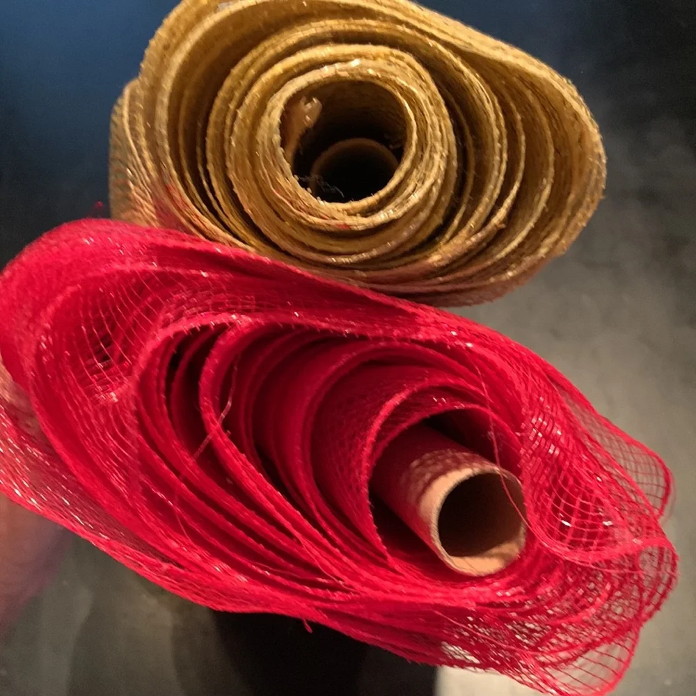 Red and Gold Holiday Mesh Trimmings
